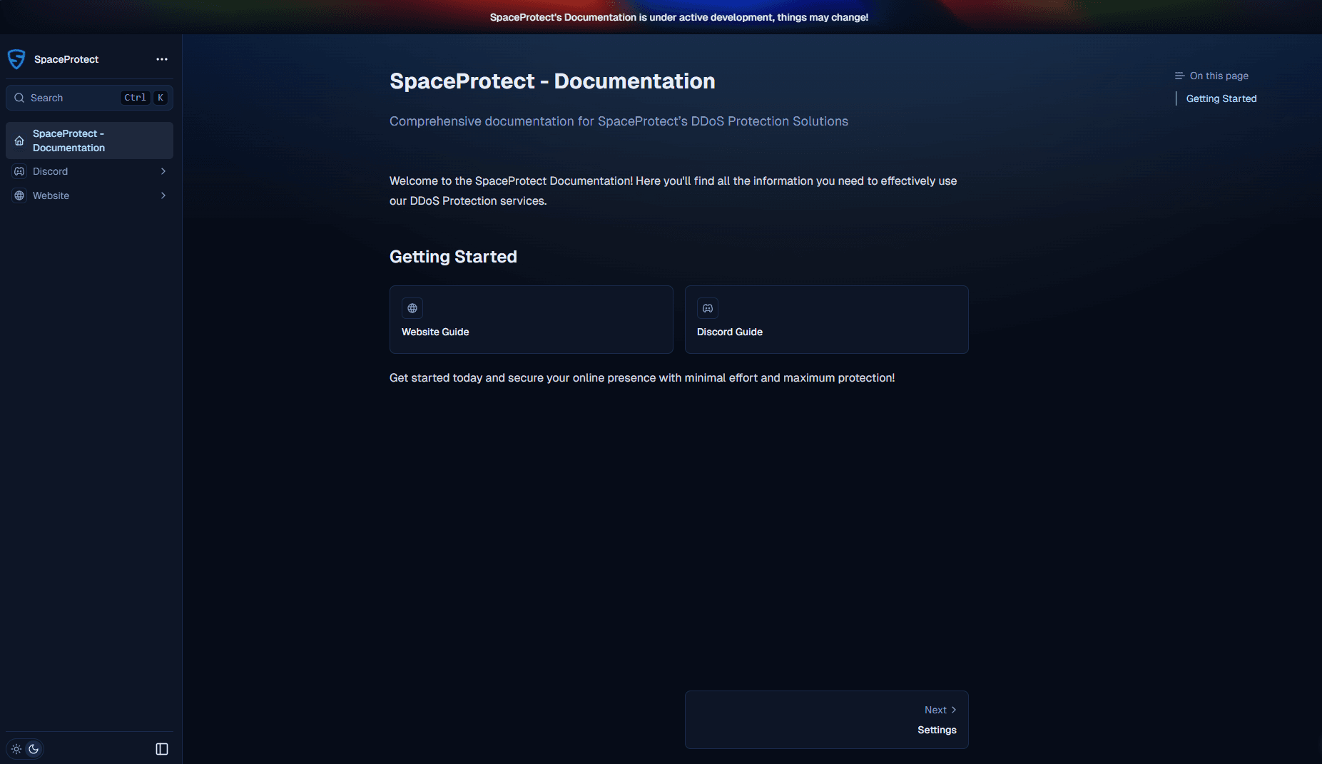 SpaceProtect - Docs project preview